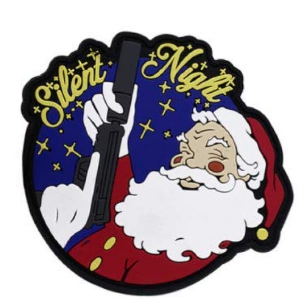 Tactical PVC Patch Airsoft Morale Patch 1 Christmas Silent Night Father Christmas Santa Claus Morale Military Patch 3D PVC Rubber Tactical Rubber Hook Patch
