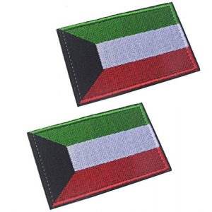 Tactical Embroidery Patch Airsoft Morale Patch 1 2pcs Kuwait Flag Embroidery Patch Military Tactical Morale Patch Badges Emblem Applique Hook Patches for Clothes Backpack Accessories