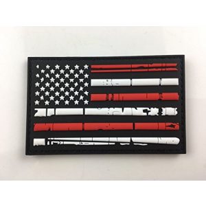 Pars Outdoor Airsoft Morale Patch 1 Vintage Design American USA Flag Red and White 3D PVC Morale Patch
