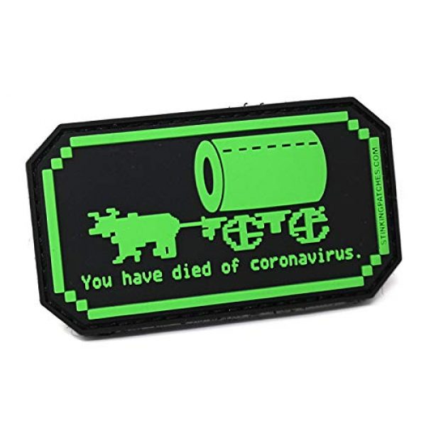 Stinking Patch Co. Airsoft Morale Patch 1 You Have Died of Coronavirus Covid-19 PVC Rubber Tactical Patch | Oregon Trail Inspired | Funny Morale Patch