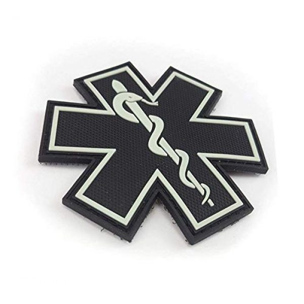 Tactical Innovations Canada Airsoft Morale Patch 2 PVC Morale Patch - EMS - Medical Responder 3" Star of Life - Glow in The Dark - Single Snake