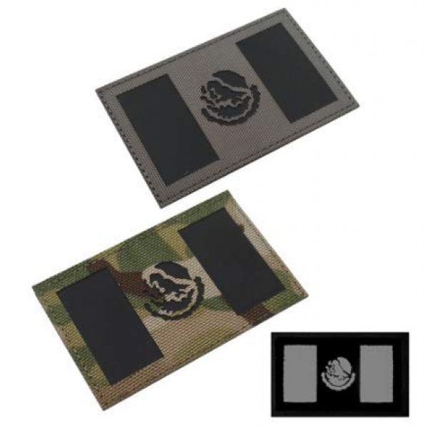 Tactical Embroidery Patch Airsoft Morale Patch 1 IR Mexico Flag Infrared Reflective Tactical Embroidery Patch Hook & Loop Morale Patch Military Patch for Clothing Accessory Backpack Armband (2pcs)