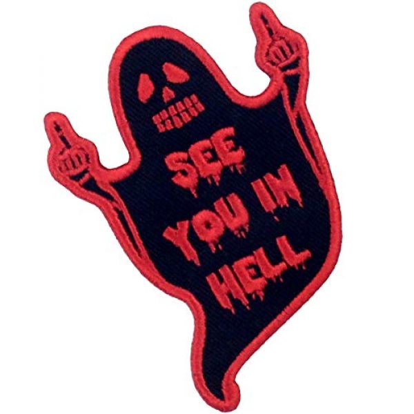 Rocking Planet Airsoft Morale Patch 3 See You in Hell Ghost Patch Embroidered Biker Applique Iron On Sew On Emblem