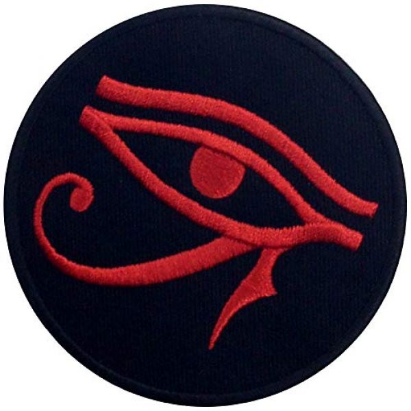 EmbTao Airsoft Morale Patch 4 Eye of Horus Wedjat Patch Embroidered Applique Iron On Sew On Emblem, Red & Black
