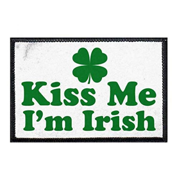 P PULLPATCH Airsoft Morale Patch 1 Kiss Me I'm Irish White Background Morale Patch | Hook and Loop Attach for Hats, Jeans, Vest, Coat | 2x3 in | by Pull Patch