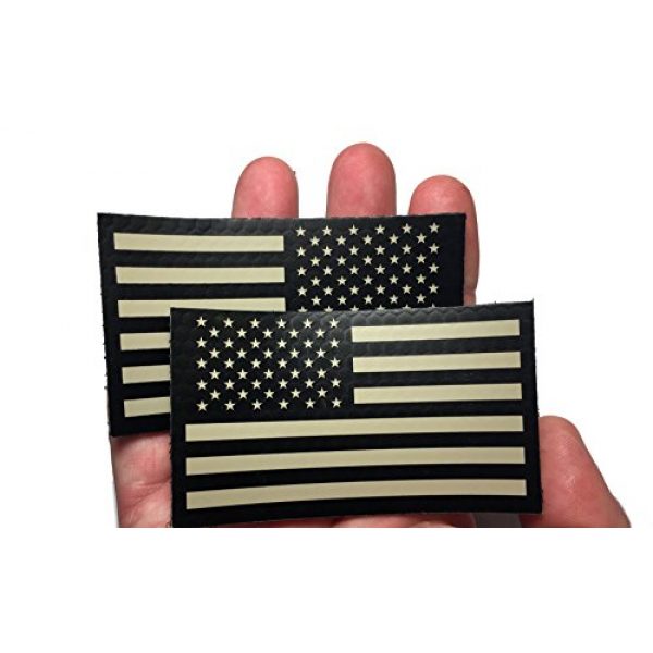 Empire Tactical USA Airsoft Morale Patch 2 2 PACK Set - Authentic mil-spec 2" x 3.5" Black and Tan (FORWARD and REVERSED) Us Ir Infrared USA Flag Military Morale Reflective Patch