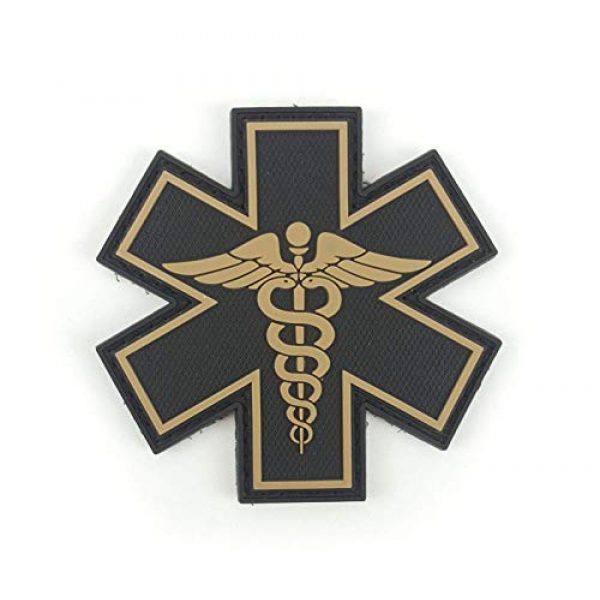 Tactical Innovations Canada Airsoft Morale Patch 1 PVC Morale Patch - EMS - Medical Responder 3" Star of Life - Blk & Tan - Dual Snake