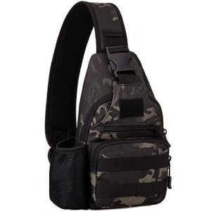 ACOMOO Tactical Backpack 1 ACOMOO Tactical Chest Sling Bag Water Resistant MOLLE Shoulder Backpack Mens One Strap Daypack with Water Bottle Holder Camo Black