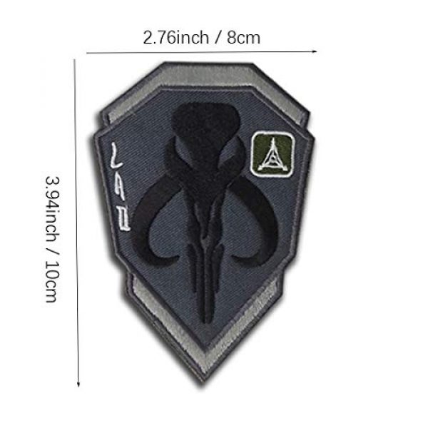 ODSP Airsoft Morale Patch 2 Mandalorian Mythosaur Skull Crest Bounty Hunter Boba Fett Shield Patch, Tactical Morale Embroidered Applique Badge Patches with Fastener Hook and Loop Backing 3.94 x 2.76 inch