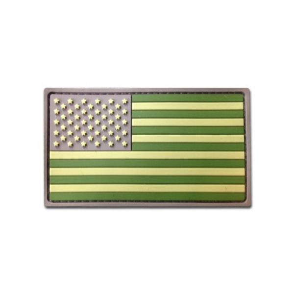 BASTION Airsoft Morale Patch 1 Bastion Tactical Combat Badge PVC Morale Patch Hook and Loop Patch - USA Flag (Green)