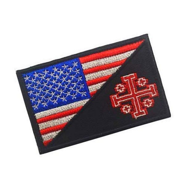 Embroidery Patch Airsoft Morale Patch 2 United States Flag Templar Knights Jerusalem Cross Military Hook Loop Tactics Morale Embroidered Patch