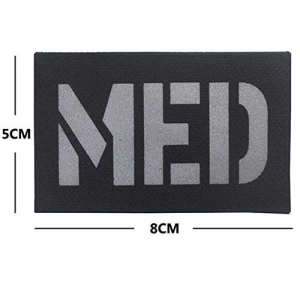 Kssen Airsoft Morale Patch 2 Medic Med Tactical Morale Fastener Patch IR Reflective Badge Emblem for First Aid EMS EMT MED with Embroidered Hook&Loop Medical Cosplay Patches (Black)
