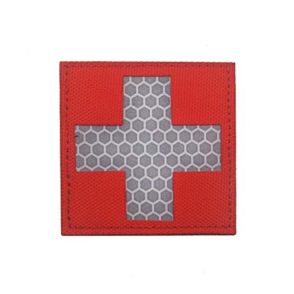 Zhikang68 Airsoft Morale Patch 1 Reflective Medic Patches,Infrared IR EMS EMT MED Tactical Medical Red Cross Morale Hook&Loop Badge First Aid Decorative Appliques (White Red)