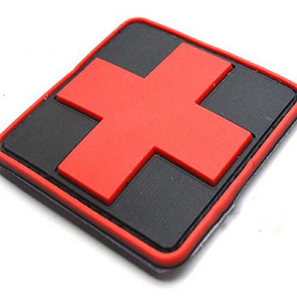 dufu-beauty- Airsoft Morale Patch 3 Outdoor Products PVC Patch Armband The Medical Rescue Of The Red Cross Chapter Black Background/Red