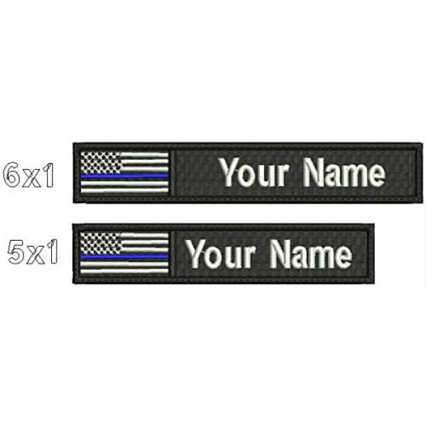 Masterpatch Airsoft Morale Patch 2 USA ID Flag Custom Embroidered Name Black White Text Tag Patch - Military/Morale - US Flag Tactical tag (Blue Thin) (6"x1" inch)