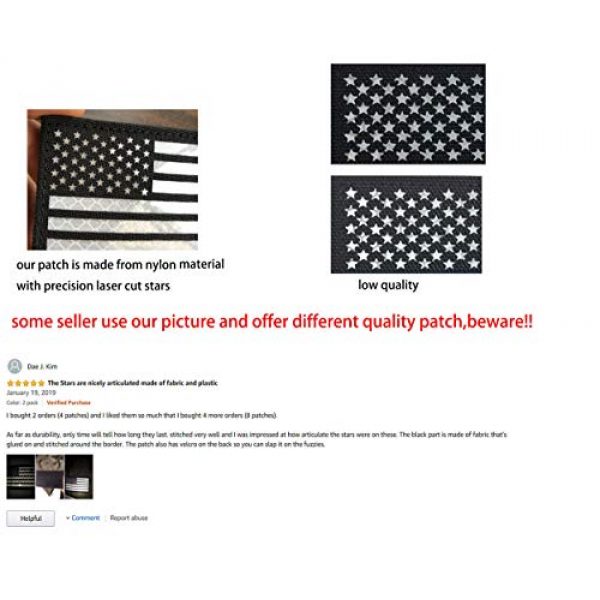 Baotu Airsoft Morale Patch 3 2x3.5 Reflective Black White US USA American Flag Tactical Patches Hook-Fastener Backing (2 Pack)