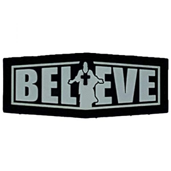 PatchOps Airsoft Morale Patch 1 PatchOps Glow in The Dark Jesus Believe PVC Tactical Morale Uniform Booster Patch (Believe)