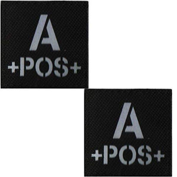 ODSP Airsoft Morale Patch 1 IR Reflective Tactical Blood Type A+ Positive POS Patch Embroidered Military Morale Badge for Outdoors 1.97 x 1.97 inch Pack of 2