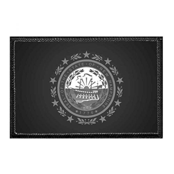 P PULLPATCH Airsoft Morale Patch 1 New Hampshire State Flag - Black and White | Hook and Loop Attach for Hats, Jeans, Vest, Coat | 2x3 in | by Pull Patch