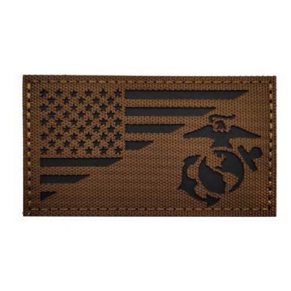Tactical Embroidery Patch Airsoft Morale Patch 2 IR USA Flag USMC Marine Corps Seal Infrared Reflective Tactical Embroidery Patch Hook & Loop Morale Patch Military Patch for Clothing Accessory Backpack Armband (3pcs)