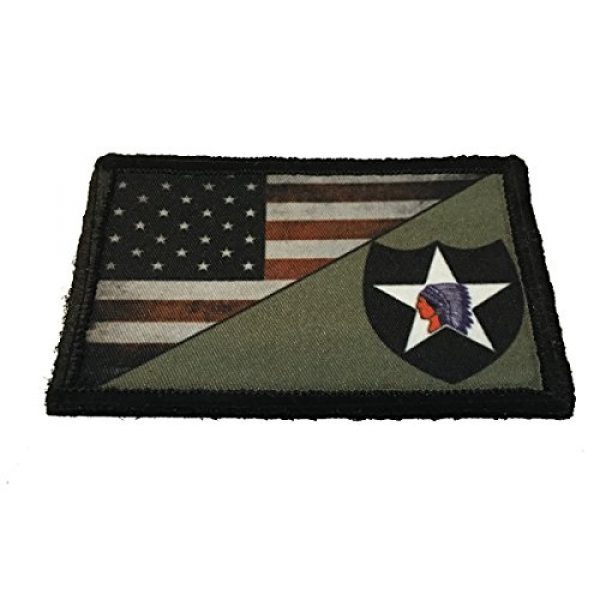 RedheadedTshirts Airsoft Morale Patch 1 Full Color 2nd Infantry Division USA Flag Morale Patch Tactical Military. 2x3" Hook and Loop Made in The USA Perfect for Your Rucksack, Pack Bag, Molle Gear, Operator hat or Cap!
