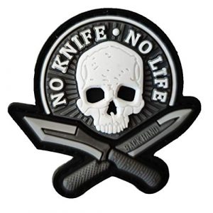 Minason Airsoft Morale Patch 1 Funny No Knife No Life Skull Morale Tactical Patch PVC Applique Attachment Fastener Hook & Loop on Tactical Hat Bags Jackets and Gear (White)
