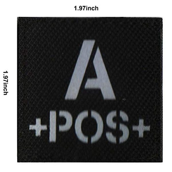 ODSP Airsoft Morale Patch 2 IR Reflective Tactical Blood Type A+ Positive POS Patch Embroidered Military Morale Badge for Outdoors 1.97 x 1.97 inch Pack of 2