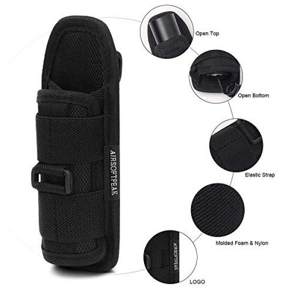 AIRSOFTPEAK Tactical Pouch 3 AIRSOFTPEAK Flashlight Pouch Holster Carry Case Holder with 360 Degrees Rotatable Belt Clip Long Type, Black