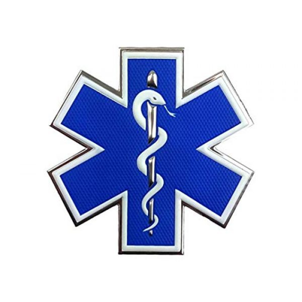 Tactical Innovations Canada Airsoft Morale Patch 1 PVC Morale Patch - EMS - Medical Responder 3" Star of Life - Single Snake - Blue/White/Silver