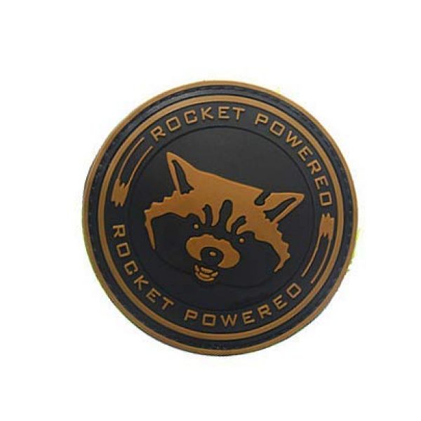 PVC PATCH Airsoft Morale Patch 3 Rocket Powered Raccoon Military Hook Tactics Morale PVC Patch (color2)