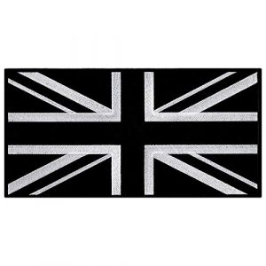 Cypress Collectibles Embroidered Patches Airsoft Morale Patch 1 Large Black Union Jack Embroidered Patch British Flag UK Great Britain Iron-On