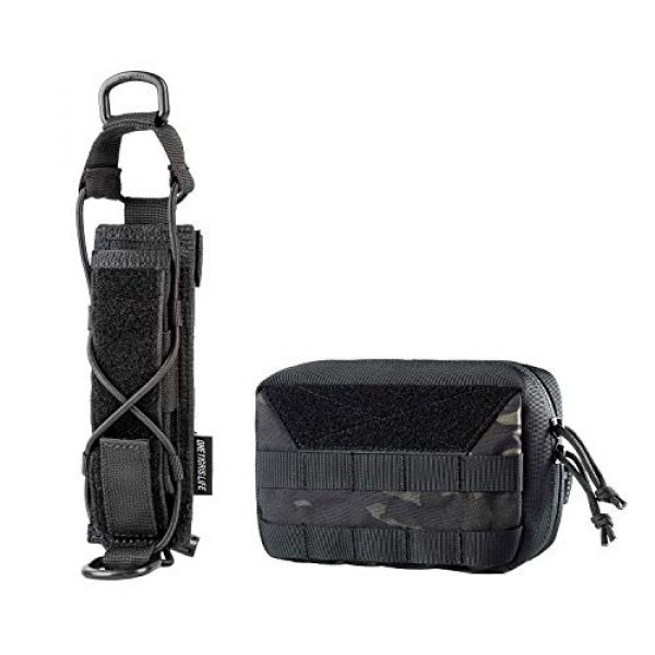 OneTigris Tactical Pouch 1 OneTigris MOLLE Admin Pouch (Multicam Black) & Tactical Flashlight Holster (Black)