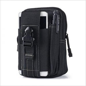 Bonlting Tactical Pouch 1 Outdoor Waist Bag Portable Waterproof Compact Cell Phone Carrying Case Holster Belt Waist Pouch with Zipper(Black)