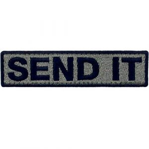 EmbTao Airsoft Morale Patch 1 Send It Embroidered Patch Tactical Morale Applique Fastener Hook & Loop Emblem, Olive & Black