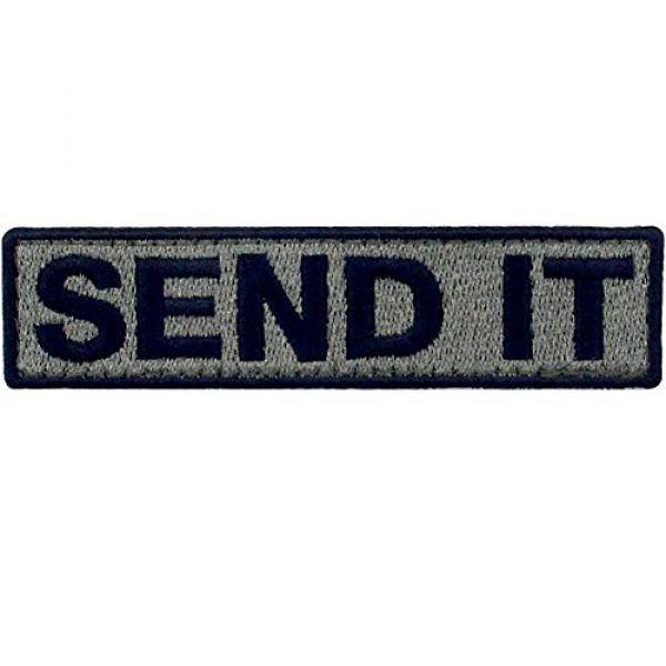 EmbTao Airsoft Morale Patch 1 Send It Embroidered Patch Tactical Morale Applique Fastener Hook & Loop Emblem, Olive & Black
