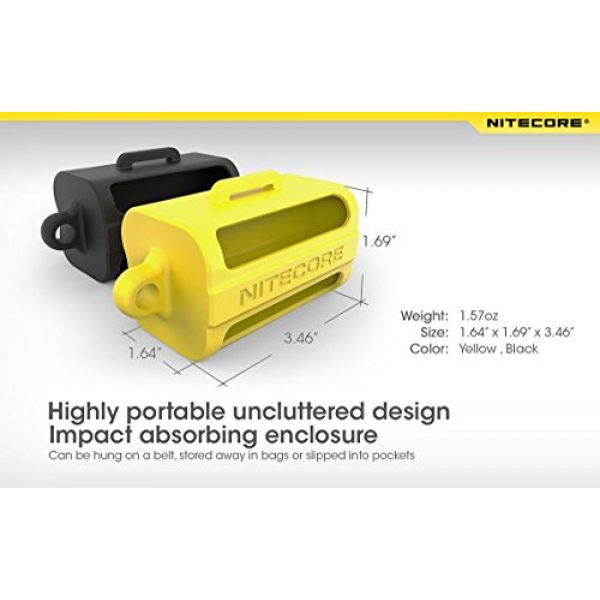 Nitecore Tactical Pouch 6 Nitecore NBM40 Battery Magazine Organizer, Black, Green, & Yellow Color Options - Holds 4x 18650 Batteries plus LumenTac Keychain Flashlight (Black)