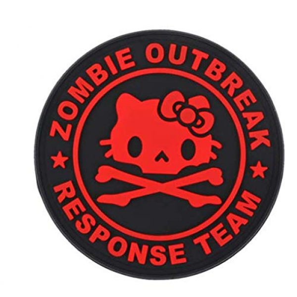 Tactical PVC Patch Airsoft Morale Patch 4 Hello Kitty Zombie Outbreak Response Team PVC Military Tactical Morale Patch Badges Emblem Applique Hook Patches for Clothes Backpack Accessories