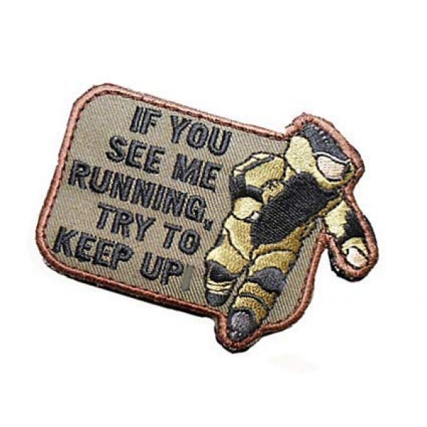 Embroidery Patch Airsoft Morale Patch 3 If You See Me Running Try to Keep Up Applique Military Hook Loop Tactics Morale Embroidered Patch (color2)