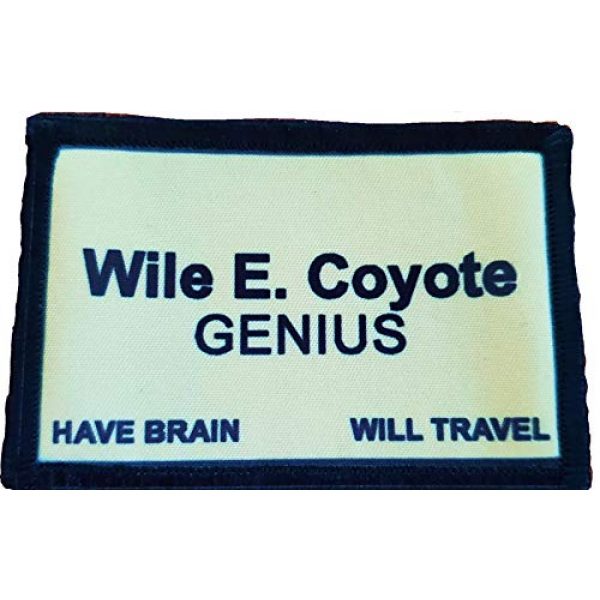 RedheadedTshirts Airsoft Morale Patch 1 Business Card Wile E. Coyote Funny Morale Patch. 2x3" Hook Patch. Redhaededtshirts Made in The USA