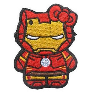Embroidery Patch Airsoft Morale Patch 1 Hello Kitty As Iron Man Military Hook Loop Tactics Morale Embroidered Patch