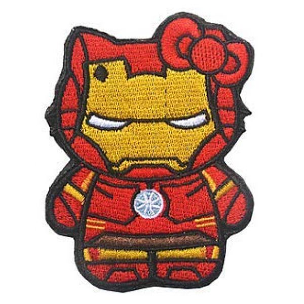 Embroidery Patch Airsoft Morale Patch 1 Hello Kitty As Iron Man Military Hook Loop Tactics Morale Embroidered Patch
