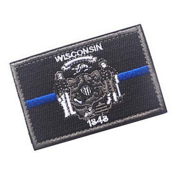 Embroidery Patch Airsoft Morale Patch 2 US Wisconsin State Flag Patch Military Hook Loop Tactics Morale Embroidered Patch (color3)