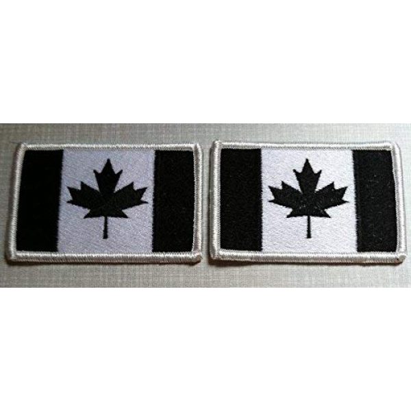 Fast Service Designs Airsoft Morale Patch 1 2 Canada Flag Patch Canadian with Hook & Loop Travel Morale Patriotic Black & White Version White Border MC Biker Shoulder Emblem