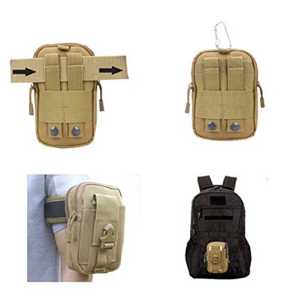 ASkinds Tactical Pouch 5 Tactical Pouch Multipurpose Waist Belt Bag Waterproof Nylon Cell Phone Holster Holder Phone Carrying Case Organizer Security Wallet Purse for Outdoor Men Camping Hiking(Khaki)