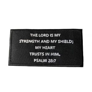 mybrand Airsoft Morale Patch 1 Psalm 28:7 Religious Eternal Life Bible Verse Faith Theme - Premium Embroidered Patch Iron On or Sew On Christian Biker Emblem Decorative Outdoor Indoor Gear Appliques