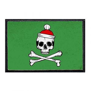 P PULLPATCH Airsoft Morale Patch 1 Christmas Skull Morale Patch | Hook and Loop Attach for Hats, Jeans, Vest, Coat | 2x3 in | by Pull Patch