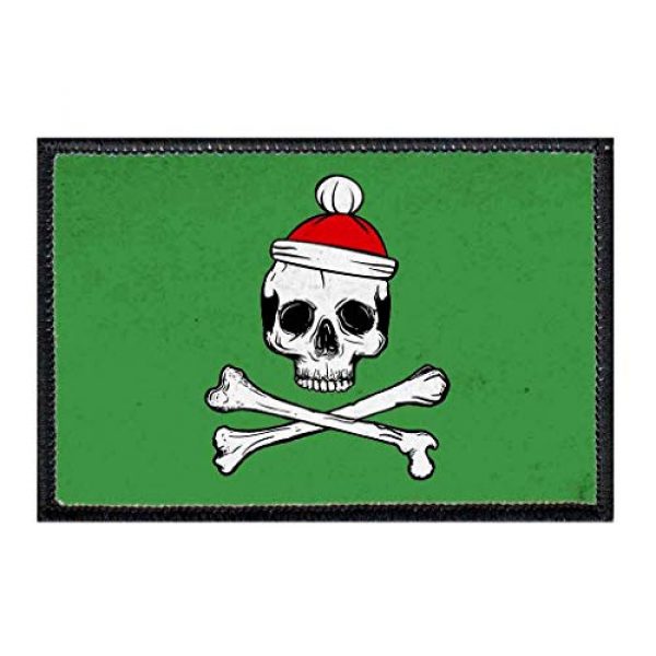 P PULLPATCH Airsoft Morale Patch 1 Christmas Skull Morale Patch | Hook and Loop Attach for Hats, Jeans, Vest, Coat | 2x3 in | by Pull Patch