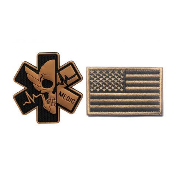 Tactical Embroidery Patch Airsoft Morale Patch 1 Medic Skull PVC Patch + USA Flag Embroidery Patch Military Tactical Morale Patch Badges Emblem Applique Hook Patches for Clothes Backpack Accessories