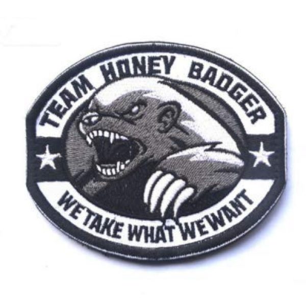 Tactical Embroidery Patch Airsoft Morale Patch 1 Team Honey Badger We Take What We Want Tactical Embroidery Patch Hook & Loop Morale Patch Military Patch for Clothing Accessory Backpack Armband (Gray)