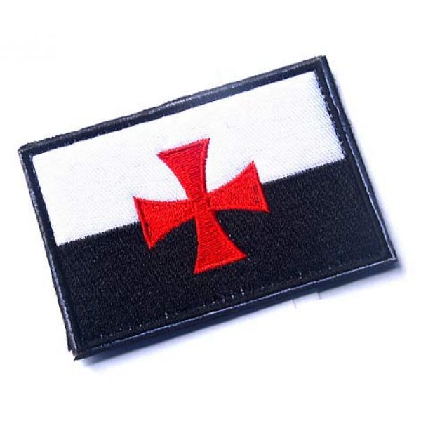 Embroidery Patch Airsoft Morale Patch 2 Knights Templar Cross Flag Crusaders Masonic Emblem Military Hook Loop Tactics Morale Embroidered Patch (color1)